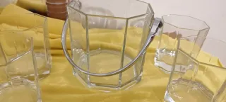 Set di bicchieri per acqua e cubitera in cristallo