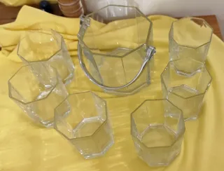 Set di bicchieri per acqua e cubitera in cristallo