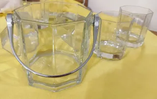 Set di bicchieri per acqua e cubitera in cristallo