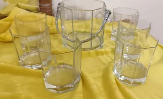 Set di bicchieri per acqua e cubitera in cristallo