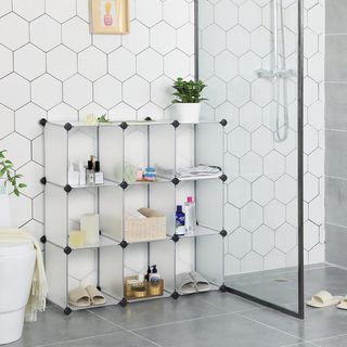 SONGMICS LPC115S Scaffale Modulare in Plastica, Bianco