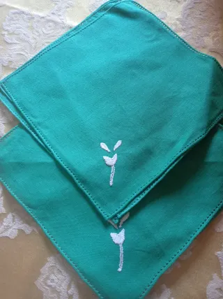 Tovagliolini lino ricamati a mano