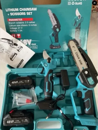 Kit Motosega e Forbice Potatura 2 Batterie 48V