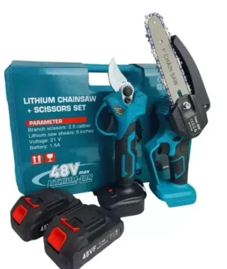 Kit Motosega e Forbice Potatura 2 Batterie 48V