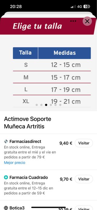Actimove Soporte Muñeca Artritis Talla M