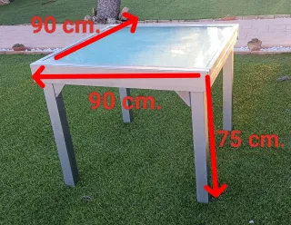 Mesa exterior cristal y aluminio extensible