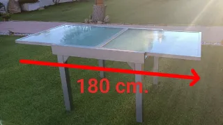 Mesa exterior cristal y aluminio extensible