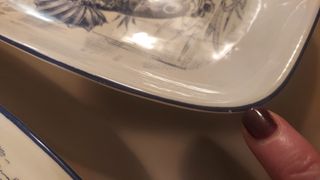 6 Piatti in porcellana con pesce blu