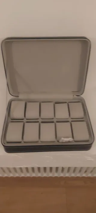 Scatola porta orologi nera e grigia