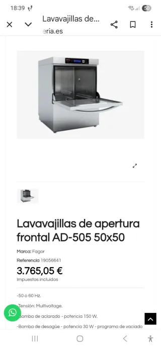 Lavavajillas Industrial Fagor Advance AD505
