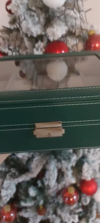 Scatola porta orologi verde con 12 scomparti