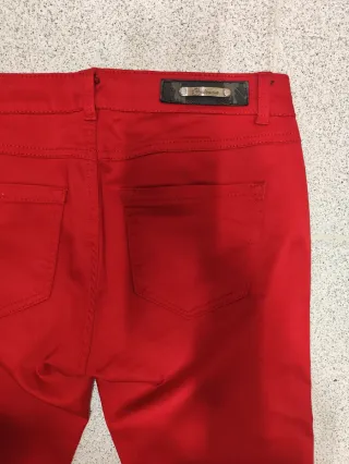 Pantalones rojos mujer cremalleras