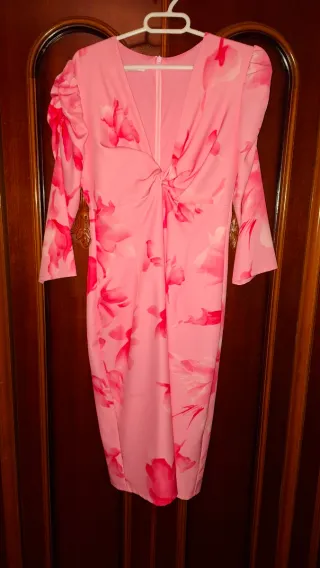 Vestido fiesta floral rosa