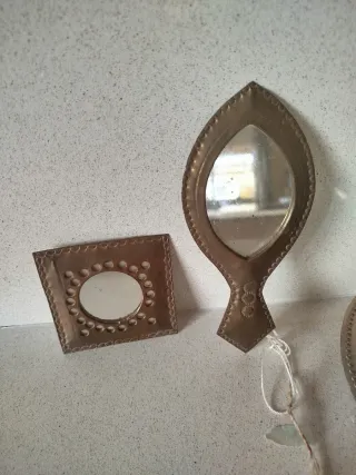 Set di 2 piccoli specchi decorativi in rame