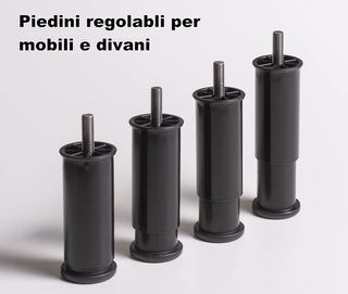 IPEA Set di 4 Gambe Regolabili per Mobili, Cucina e Soggiorno, Nero