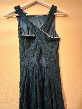 Vestido largo fiesta verde azulado