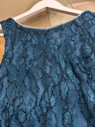 Vestido largo fiesta verde azulado