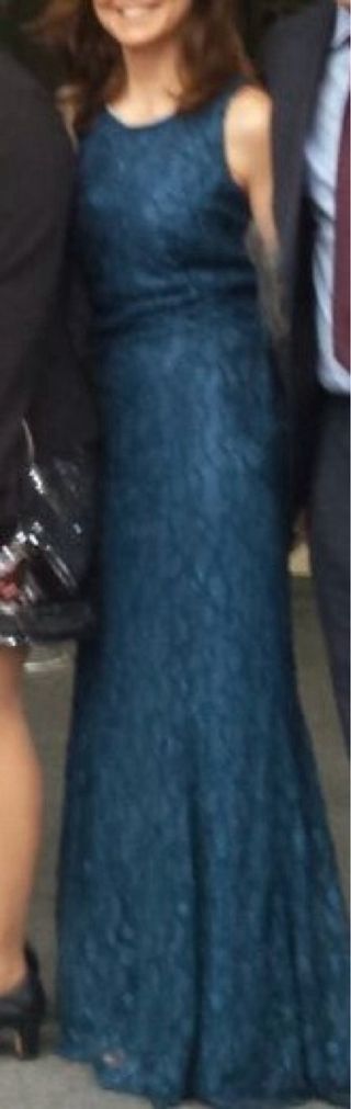 Vestido largo fiesta verde azulado