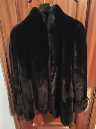 Abrigo Mouton Mujer Marrón Oscuro