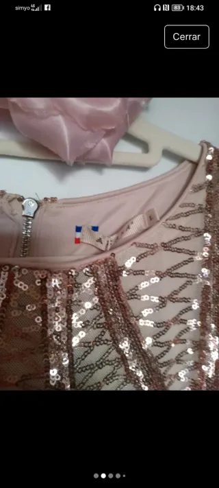 Vestido corto lentejuelas dorado