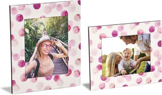 Cornice Portafoto da Tavolo Mareli, Tessuto a Pois Fucsia