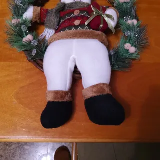 Ghirlanda Natale Pupazzo Neve Tessuto Legno