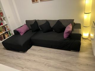 Divano letto Chaise Longue sinistro Nero/Grigio