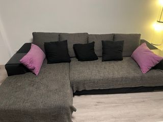 Divano letto Chaise Longue sinistro Nero/Grigio