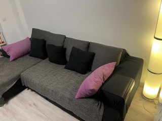 Divano letto Chaise Longue sinistro Nero/Grigio