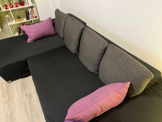 Divano letto Chaise Longue sinistro Nero/Grigio