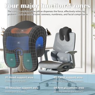 Cuscino cervicale ergonomico con schiuma viscoelastica per ufficio, viaggi e sedie girevoli