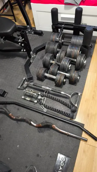 Gimnasio: Rack + Polea + Discos + Mancuernas