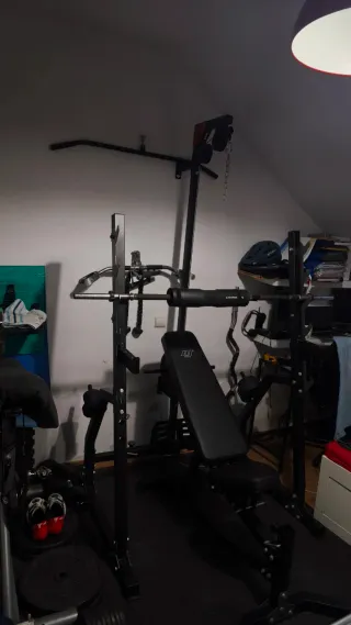 Gimnasio: Rack + Polea + Discos + Mancuernas