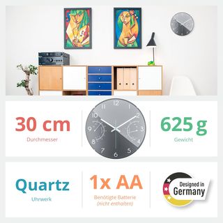 Orologio da parete Mebus con termometro e igrometro