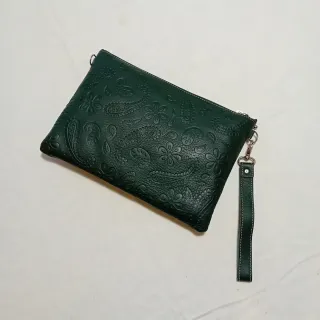 Cartera de mano piel Ubrique verde
