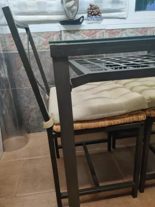 Mesa Ikea Granas Metal y Cristal + 2 Sillas