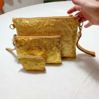 Conjunto 3 Carteras Piel Ubrique Oro