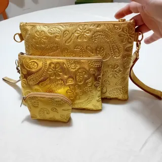 Conjunto 3 Carteras Piel Ubrique Oro