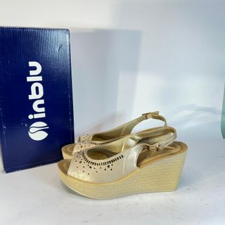 InBlu Sandali Zeppa Beige Oro Tg 40 Nuove