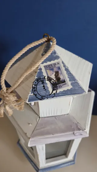 Lanterna stile marinaro legno e vetro