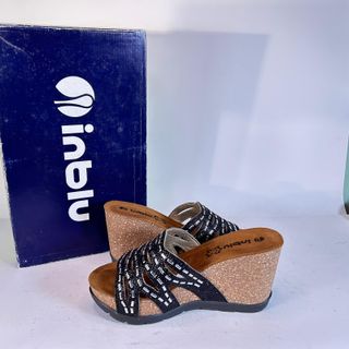 InBlu Sandali Zeppa Neri/Argento Tg 35