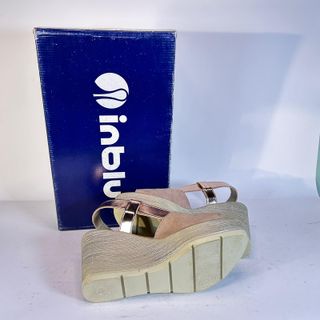 InBlu Sandali Zeppa Beige/Oro Tg 35 Nuove