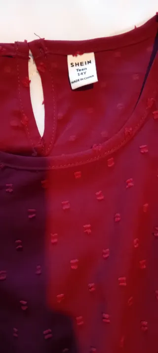 Vestido Vermelho Escuro Manga Longa Tamanho 14anos