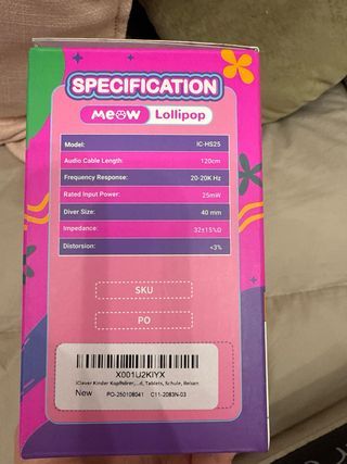 Auriculares NUEVOS iClever Lollipop Gatito Niña