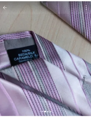 Corbata de rayas rosa y gris, de seda