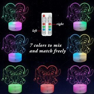 Lampada da notte 3D Stitch con luci LED RGB acrilico