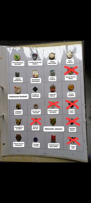 Lote de pines de fútbol de colección