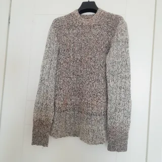 Maglione lana fatto a mano M/L panna/nero/arancio