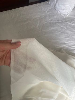 Tela visillo beige/blanco