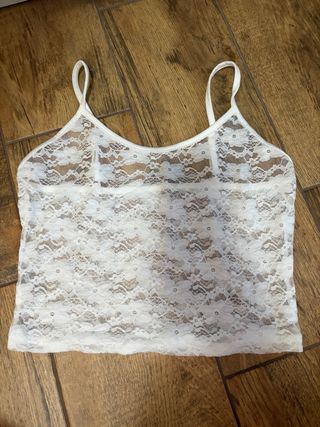 Top Shein encaje blanco talla S